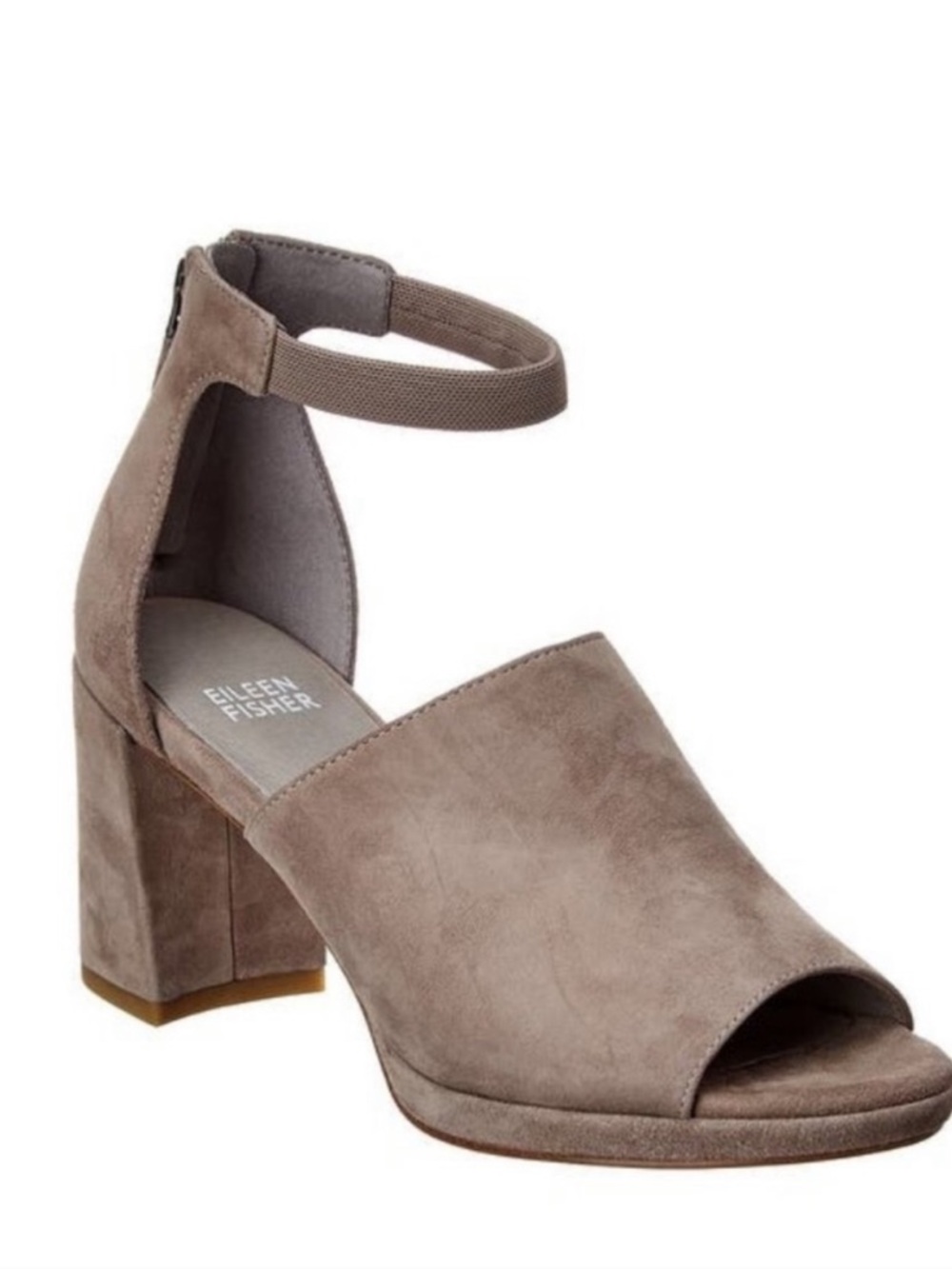 Eileen Fisher Matty Suede Sandals Grey Ankle 8 EUC